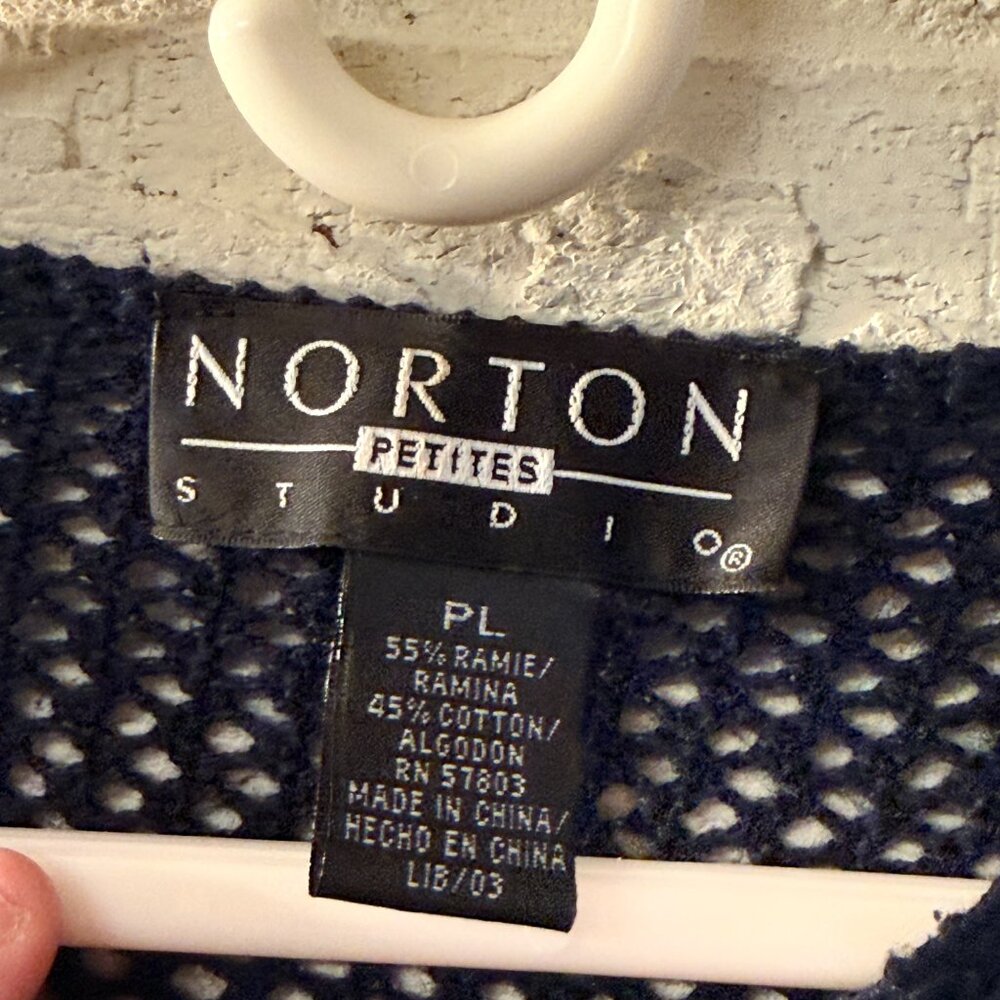 Norton Petites American Flag Open Knit Sweater PL Patriotic USA Semi Sheer - Picture 6 of 10